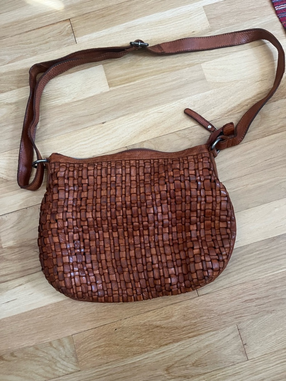 ViLENCA Holland Crossbody Anthropologie  Leather Woven  ND 1921 COGNAC